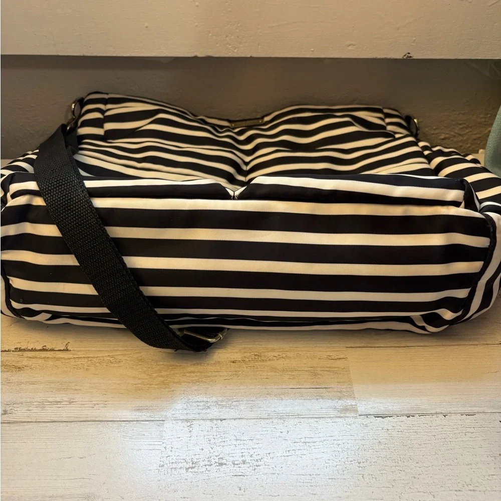 kate spade Black and White Striped Baby Bag with Crossbody Strap